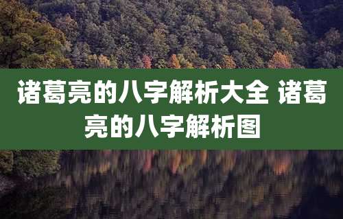 诸葛亮的八字解析大全 诸葛亮的八字解析图