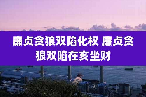 廉贞贪狼双陷化权 廉贞贪狼双陷在亥坐财