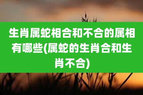 生肖属蛇相合和不合的属相有哪些(属蛇的生肖合和生肖不合)