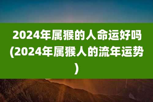 2024年属猴的人命运好吗(2024年属猴人的流年运势)