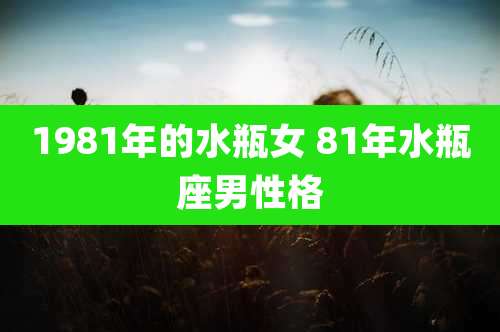 1981年的水瓶女 81年水瓶座男性格