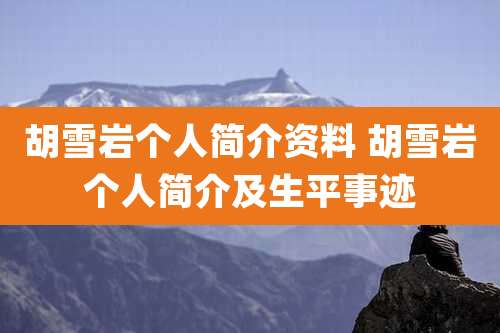 胡雪岩个人简介资料 胡雪岩个人简介及生平事迹