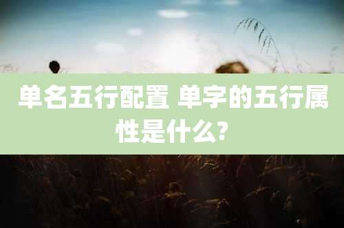 单名五行配置 单字的五行属性是什么?