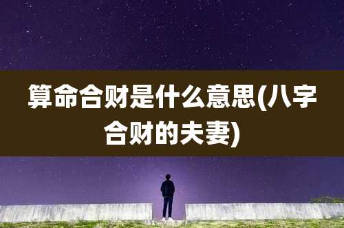 算命合财是什么意思(八字合财的夫妻)