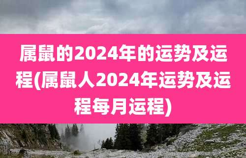 属鼠的2024年的运势及运程(属鼠人2024年运势及运程每月运程)