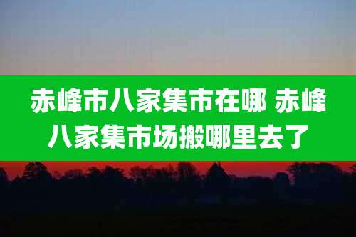 赤峰市八家集市在哪 赤峰八家集市场搬哪里去了