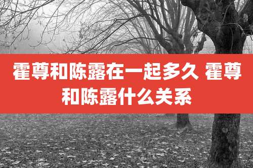 霍尊和陈露在一起多久 霍尊和陈露什么关系