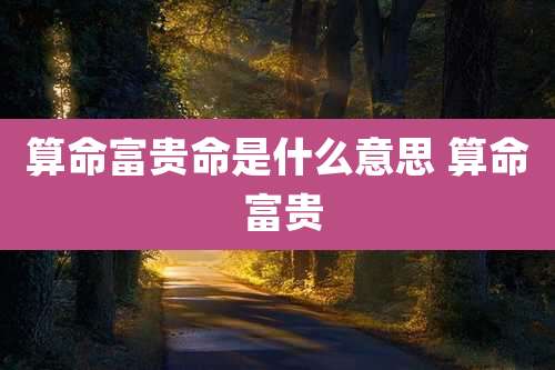 算命富贵命是什么意思 算命 富贵