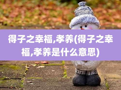 得子之幸福,孝养(得子之幸福,孝养是什么意思)