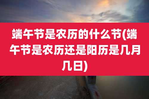 端午节是农历的什么节(端午节是农历还是阳历是几月几日)