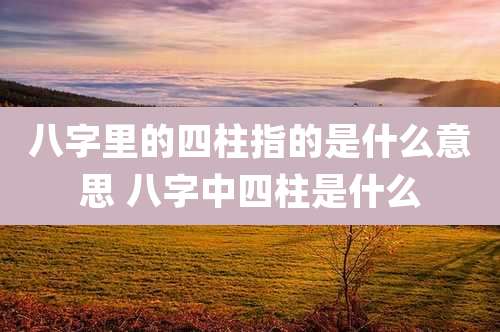 八字里的四柱指的是什么意思 八字中四柱是什么
