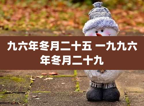 九六年冬月二十五 一九九六年冬月二十九