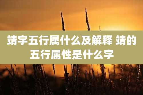 靖字五行属什么及解释 靖的五行属性是什么字