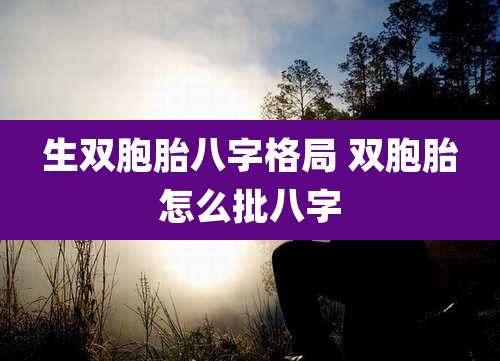 生双胞胎八字格局 双胞胎怎么批八字