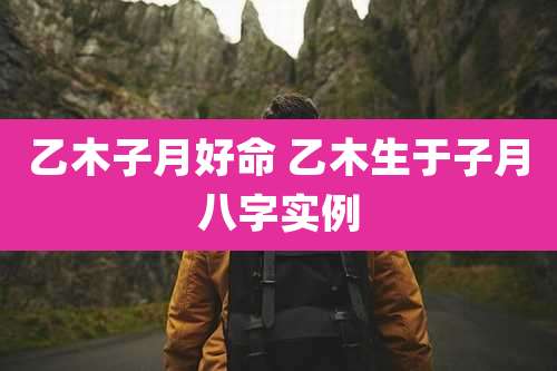 乙木子月好命 乙木生于子月八字实例