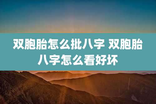 双胞胎怎么批八字 双胞胎八字怎么看好坏