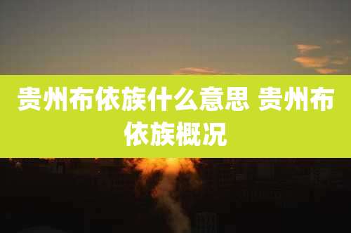 贵州布依族什么意思 贵州布依族概况