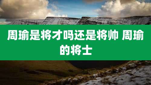 周瑜是将才吗还是将帅 周瑜的将士