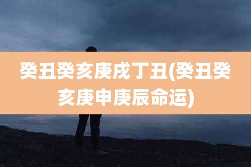 癸丑癸亥庚戌丁丑(癸丑癸亥庚申庚辰命运)