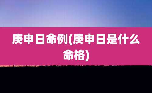 庚申日命例(庚申日是什么命格)