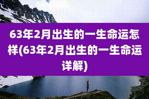 63年2月出生的一生命运怎样(63年2月出生的一生命运详解)