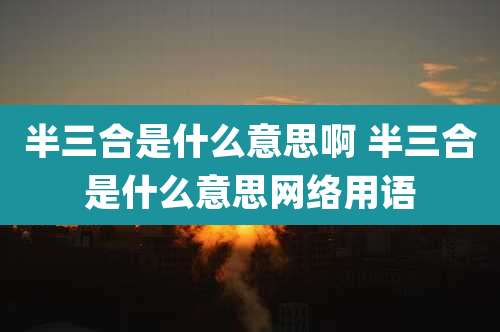 半三合是什么意思啊 半三合是什么意思网络用语