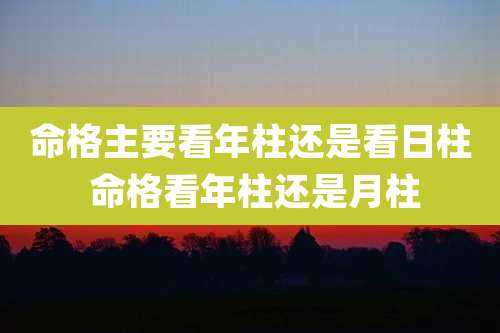 命格主要看年柱还是看日柱 命格看年柱还是月柱