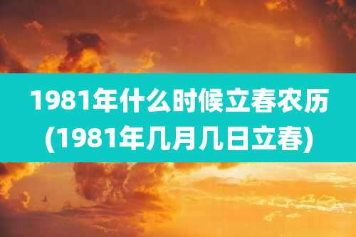 1981年什么时候立春农历(1981年几月几日立春)
