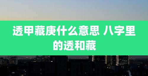 透甲藏庚什么意思 八字里的透和藏