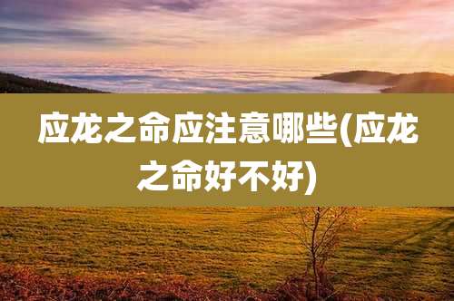 应龙之命应注意哪些(应龙之命好不好)