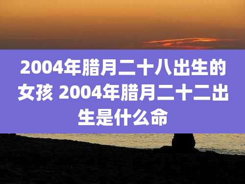 2004年腊月二十八出生的女孩 2004年腊月二十二出生是什么命