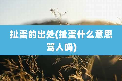 扯蛋的出处(扯蛋什么意思骂人吗)