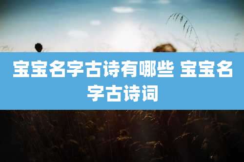宝宝名字古诗有哪些 宝宝名字古诗词