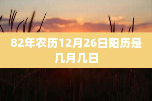 82年农历12月26日阳历是几月几日
