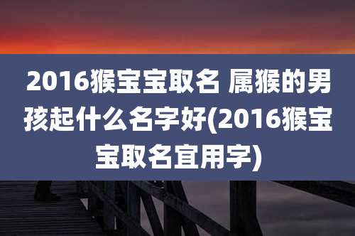 2016猴宝宝取名 属猴的男孩起什么名字好(2016猴宝宝取名宜用字)