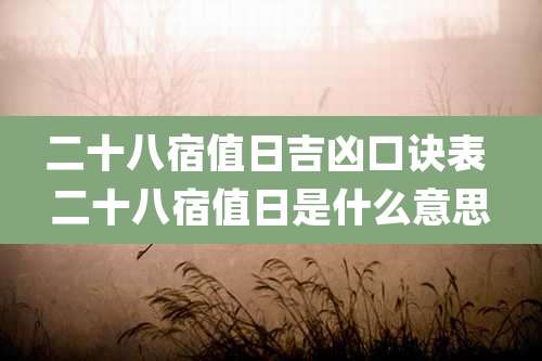 二十八宿值日吉凶口诀表 二十八宿值日是什么意思