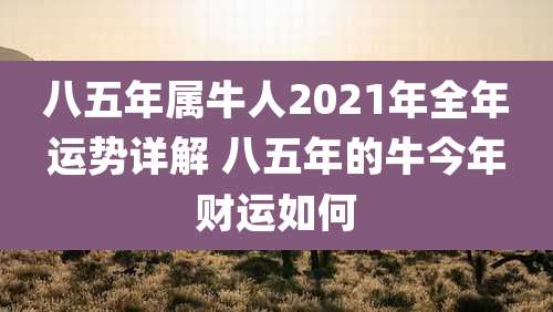 八五年属牛人2021年全年运势详解 八五年的牛今年财运如何