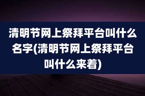 清明节网上祭拜平台叫什么名字(清明节网上祭拜平台叫什么来着)