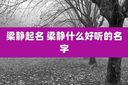 梁静起名 梁静什么好听的名字