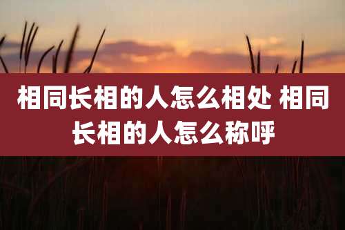 相同长相的人怎么相处 相同长相的人怎么称呼