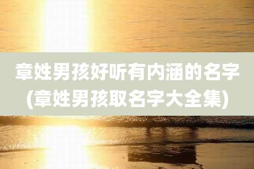 章姓男孩好听有内涵的名字(章姓男孩取名字大全集)