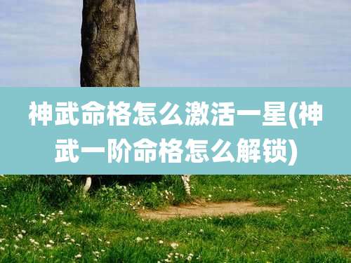 神武命格怎么激活一星(神武一阶命格怎么解锁)