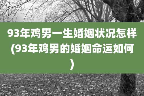 93年鸡男一生婚姻状况怎样(93年鸡男的婚姻命运如何)