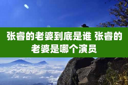 张睿的老婆到底是谁 张睿的老婆是哪个演员