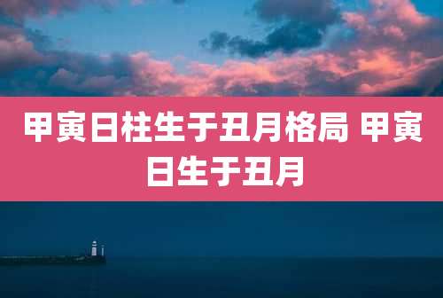 甲寅日柱生于丑月格局 甲寅日生于丑月