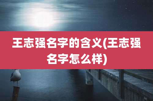 王志强名字的含义(王志强名字怎么样)
