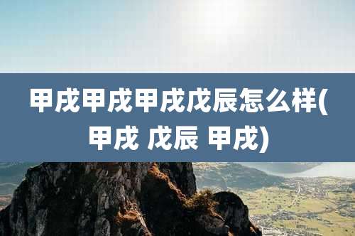 甲戌甲戌甲戌戊辰怎么样(甲戌 戊辰 甲戌)