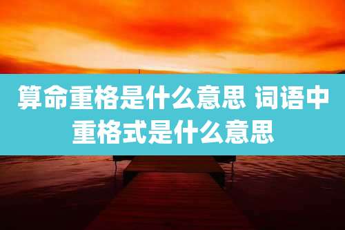 算命重格是什么意思 词语中重格式是什么意思