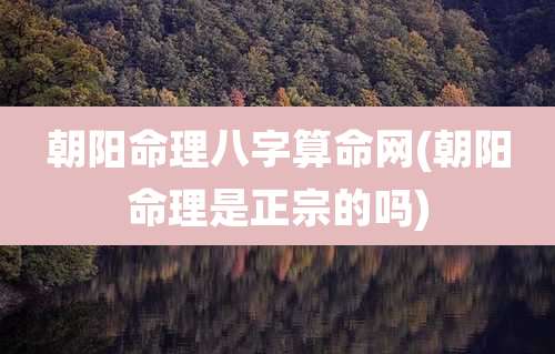 朝阳命理八字算命网(朝阳命理是正宗的吗)