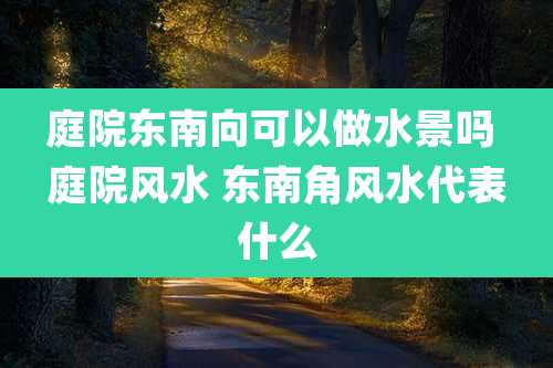 庭院东南向可以做水景吗 庭院风水 东南角风水代表什么